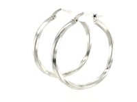 Boucles d'oreilles créoles en argent sterling poli motif spirale (3x25mm)