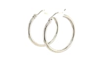 Boucles d'oreilles créoles polies en or blanc 10 carats (2x25mm)