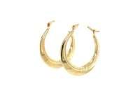 Boucles d'oreilles créoles rondes texturées corde en or jaune 14 carats
