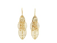 Boucles d'oreilles pendantes en or jaune 14 carats, texturées, ajourées et en forme de marquise