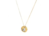 Collier en or jaune 14 carats avec symbole de chat en nacre