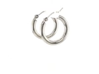 Boucles d'oreilles créoles en or blanc 14 carats, polies (3x20mm)