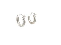 Créoles en or blanc 14 carats avec taille diamant (3x15mm)