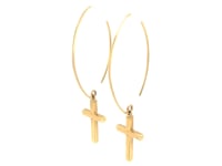Boucles d'oreilles pendantes croix en or jaune 14 carats