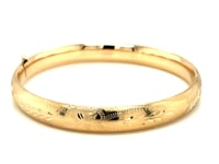 Bracelet Jonc Sculpté Floral Classique en Or Jaune 14 carats (8,00 mm)