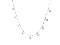 Collier en or blanc 14 carats avec charms diamants ronds