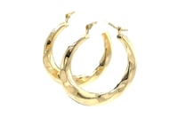 Boucles d'oreilles créoles texturées dégradées en or jaune 14 carats