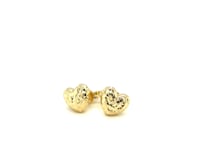 Boucles d'oreilles cœur gonflé en or jaune 14 carats avec coupes diamantées (8 mm)