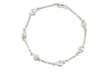 Tobillera de oro blanco de 14 k con diseño de corazón inflado
