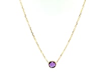 Collier en or jaune 14 carats de 43 cm avec améthyste ronde