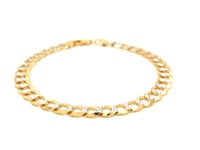 Bracelet gourmette pavé en or deux tons 14 carats (7,00 mm)