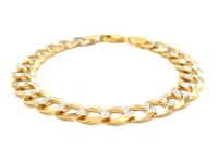 Bracelet gourmette pavé or bicolore 14 carats (9,70 mm)