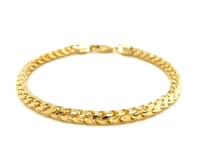 Bracelet Franco rond en or jaune 14 carats massif taillé au diamant (4,60 mm)