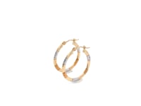 Boucles d'oreilles créoles classiques en or tricolore 10K avec détails taille diamant (20 mm)