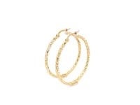 Grandes boucles d'oreilles créoles texturées en or jaune 10 carats