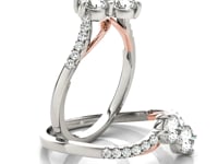 Bague Deux Diamants avec Bande Courbe en Or Blanc et Rose 14 carats (0,63 carat total)