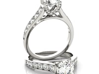 Bague de Fiançailles en Or Blanc 14 carats avec Diamant et Design Cathédrale (1,33 carats au total)