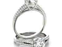 Bague de fiançailles en or blanc 14 carats avec diamant rond à anneau double (1,125 carat total)