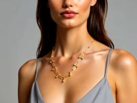 Collier chaîne maille trombone perlée en or jaune 14 carats