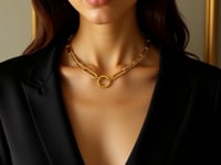 Collier chaîne maille trombone allongée haute brillance en or jaune 14 carats