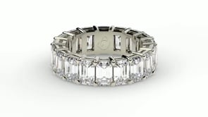 Bague Éternité Diamant de Laboratoire Taille Émeraude en Or Blanc 14 carats (8 carats au total FG/VS2)