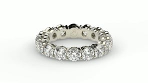 Bague d'éternité en or blanc 14 carats avec diamants ronds de laboratoire (4 carats poids total FG/VS2)