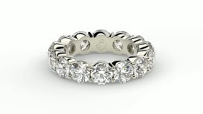 Alliance éternité en diamants de laboratoire ronds, or blanc 14 carats (6 carats total, couleur FG/VS2)