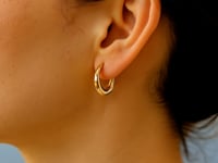 Boucles d'oreilles créoles ovales en or jaune 14 carats (5x20mm)