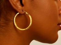 Boucles d'oreilles créoles en or jaune 14 carats, taillées au diamant (2x35mm)