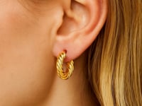Boucles d'oreilles créoles torsadées en or jaune 14 carats (4x17,6 mm)