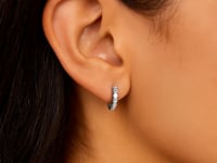 Boucles d'oreilles créoles rondes texturées en or blanc 14 carats