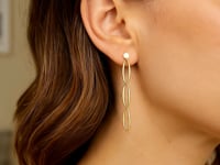 Boucles d'oreilles pendantes fantaisie triples ovales en or jaune 14 carats