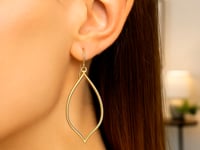 Boucles d'oreilles polies en or jaune 14 carats de style marquise