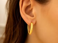 Boucles d'oreilles créoles bombées en forme de V en or jaune 14 carats