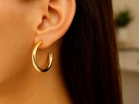 Boucles d'oreilles créoles rondes en or jaune 14 carats