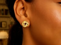Puces d'oreilles nœud d'amour en or jaune 14 carats