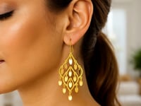 Boucles d'oreilles pendantes en or jaune 14 carats poli