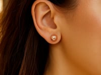 Aretes de bola de oro rosa de 14 k con textura de cristal tallado (7 mm)