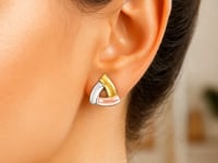 Boucles d'oreilles clous triangulaires ouvertes en or tricolore 14 carats