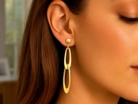 Boucles d'oreilles italiennes ovales en or jaune 14 carats