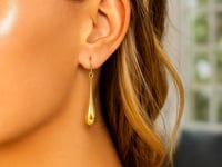 Boucles d'oreilles pendantes en or jaune 14 carats, longues, polies, en forme de goutte
