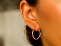 Aros con bisagras de oro rosa y blanco de 14 k (2,5 x 20 mm)