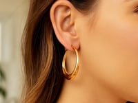 Boucles d'oreilles créoles ovales électroformées en or jaune 14 carats
