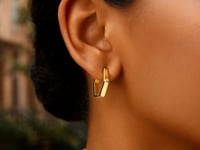 Boucles d'oreilles créoles hexagonales en or jaune 14 carats