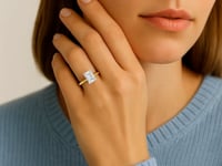 Bague solitaire en or jaune 14 carats avec diamant IGI G/VS1 de 3 carats, émeraude de laboratoire