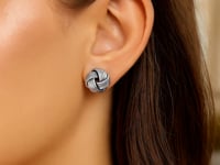Boucles d'oreilles nœud d'amour texturées en argent sterling (14 mm)