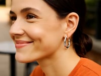 Boucles d'oreilles créoles épaisses en argent sterling poli plaqué rhodium (4x25mm)