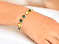 Bracelet alterné en or jaune 14 carats et malachite (5,00 mm)