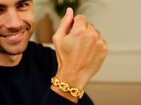 14k Yellow Gold High Polish Lite Puffed Mariner Link Bracelet  (16.00 mm)
