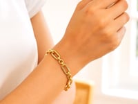 Bracelet italien en or jaune 14 carats avec maillons ronds et trombones alternés (8,00 mm)